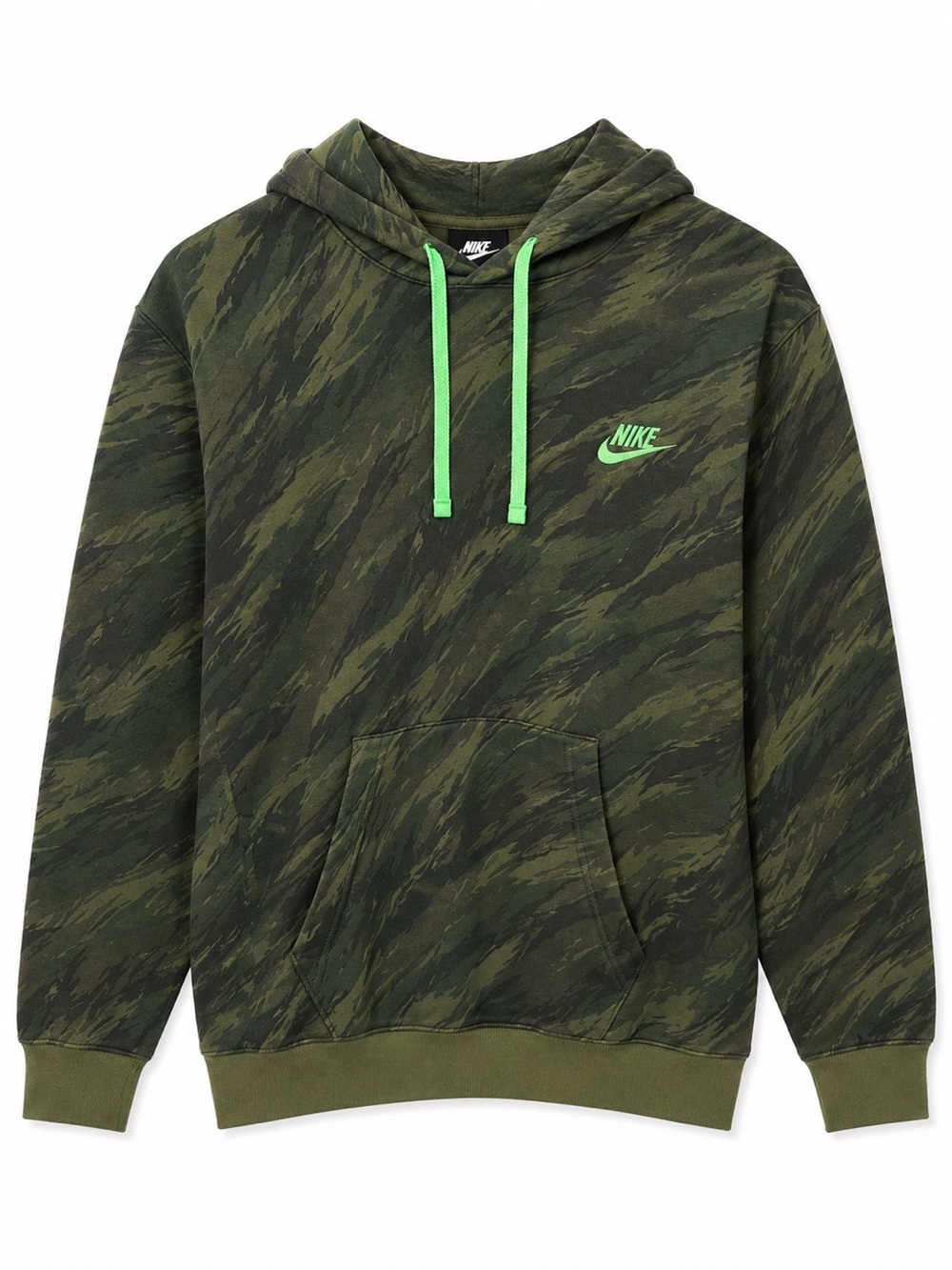 Nike Camo Hoodie Mens Medium Green Pullover Sweatshirt